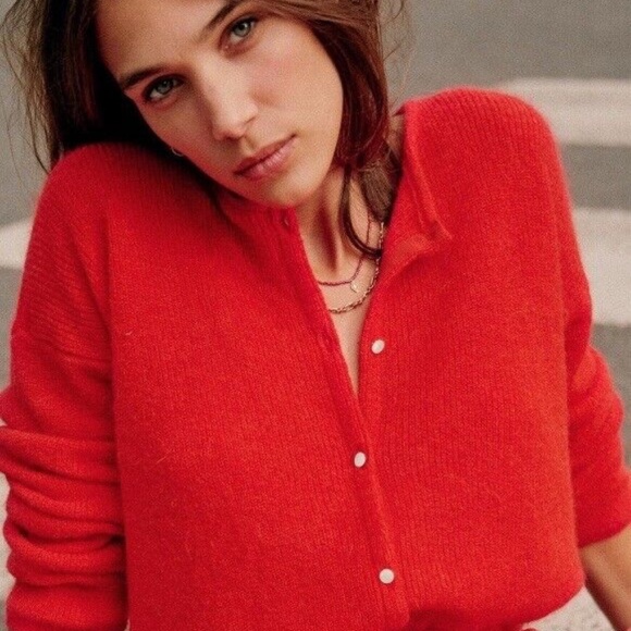 Sezane Sweaters - Sezane Bright Red Cardigan